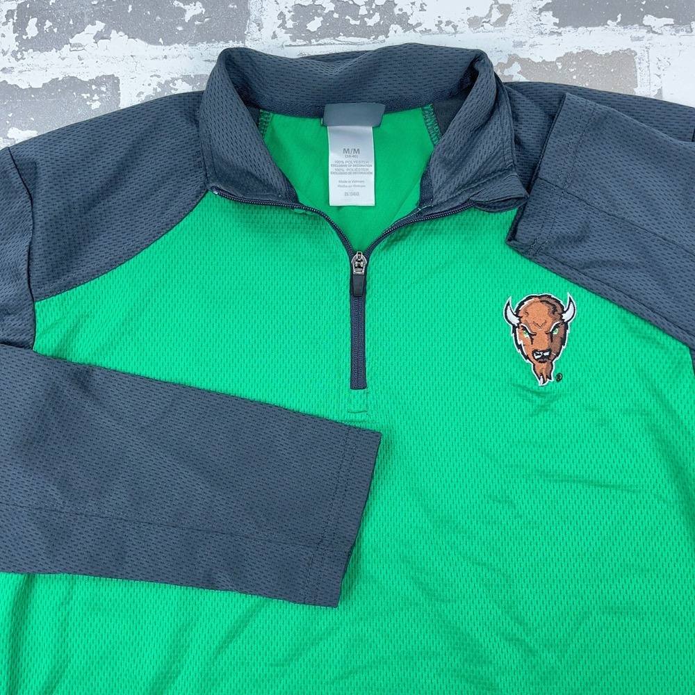 Marshall Thundering Herd Pullover Men Medium Green Gray Quarter Zip Performance - Picture 2 of 11